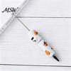 Cartoon Ghost Writing Pens Halloween Rhinestone Beadable Pen, DIY Sparkly Cat Pumpkin Plastic Beaded for Crafts Glitter Black Ink Ballpoint Pen Making