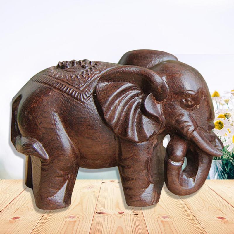 Fortion estatuetas de elefante artesanato esculpido em madeira natural cristal mineral mini estátua de animais para decoração chakra cura w9v7