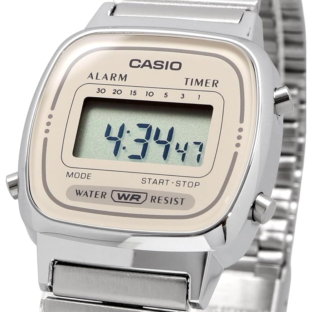 Casio Women's Digital Watch LA670WEA-8A Silver Light Beige Stainless Steel Band