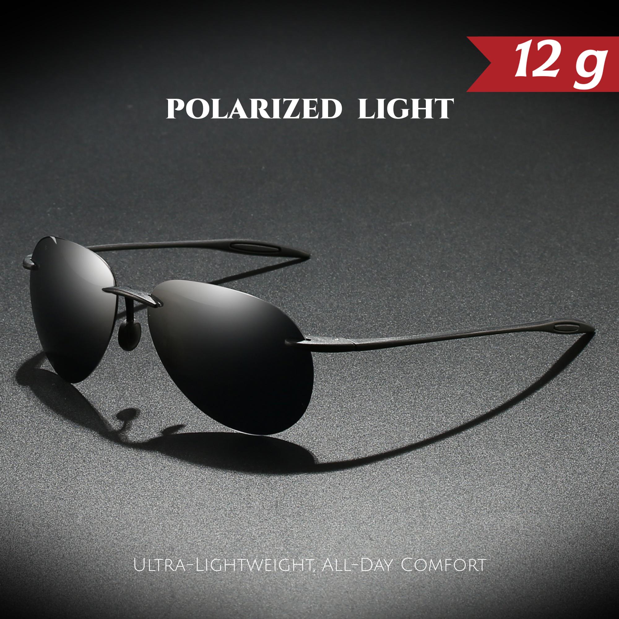 

Ultra Light 12g TR90 Frameless Polarized Aviator Sunglasses - Flexible & Comfort Fit Unisex for Driving, Fishing, Outdoor Activi