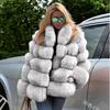 Women's Autumn/Winter Faux Fur Coat with Fox Fur Accents
