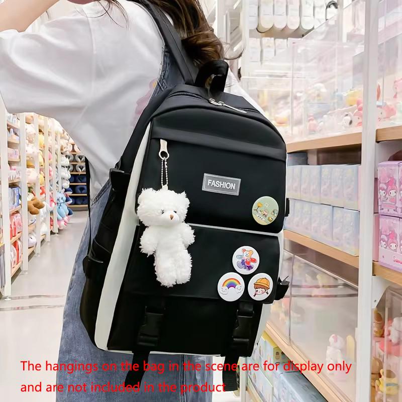 Campus Student Schoolbag Four Sets of Large Capacity Outdoor Travel Backpack Simple New All-in-one Backpack