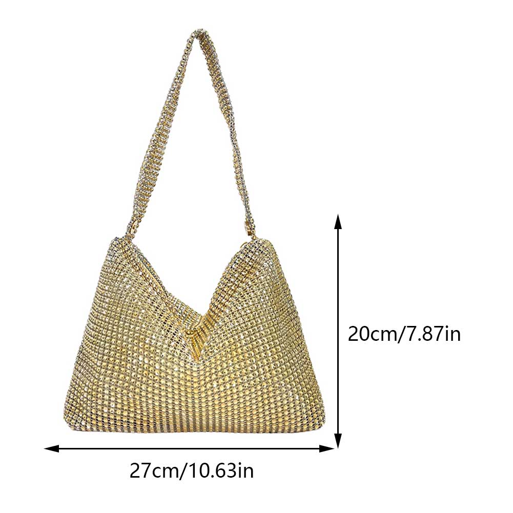 Elegant Glitter Evening Bag Rhinestone Dinner Clutch Purse Women Party Shoulder Bag Luxury Handbag Stylish Shiny Underarm Pouch