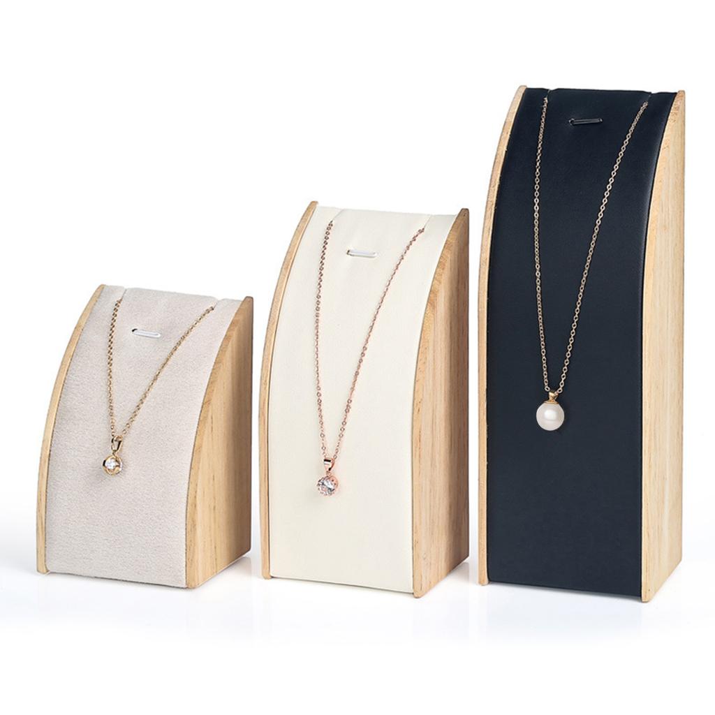 Fashionable Sturdy Solid Wood Jewelry Display Rack 3 Pieces Set for Necklace and Pendant Exhibition Organization