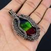 Tri Color Labradorite Pendant, Handmade Gemstone Pendant, 999 Copper Wire Wrapped Pendant Antique Jewelry, For Engagement Gift