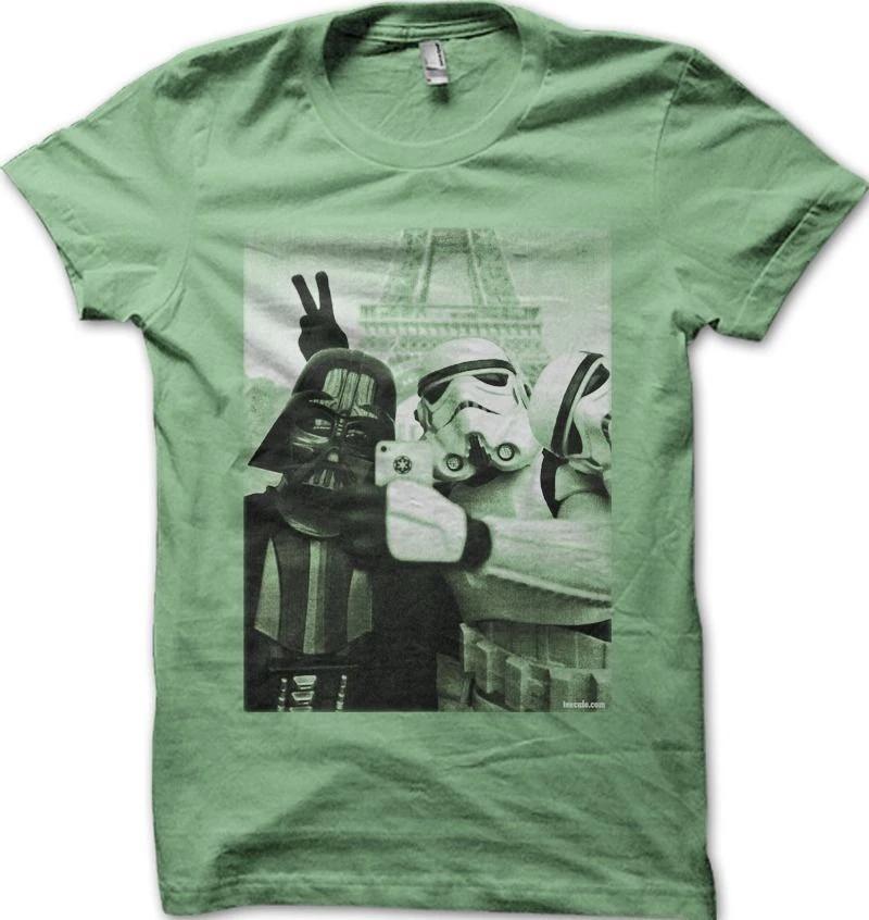 Star Wars StormTrooper Darth Vader JEDI Selfie Paris YODA green t-shirt OZ9773 S