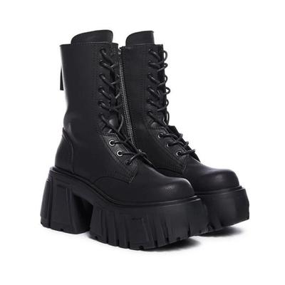 Fashion Leather Boots Women's Autumn Winter Ort High Heel Thi Bot Warm Ort Boots Trendy Small Size Increase Fce Li