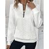  Women's Long Sleeve Knit Top Casual Quarter Zip Textured Sweater Pullover For Daily Wear