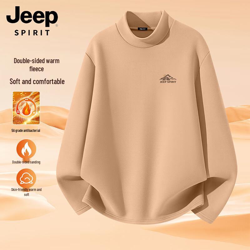 JEEP SPIRIT Men s Fleece Lined Mock Neck Long Sleeve T-Shirt XL