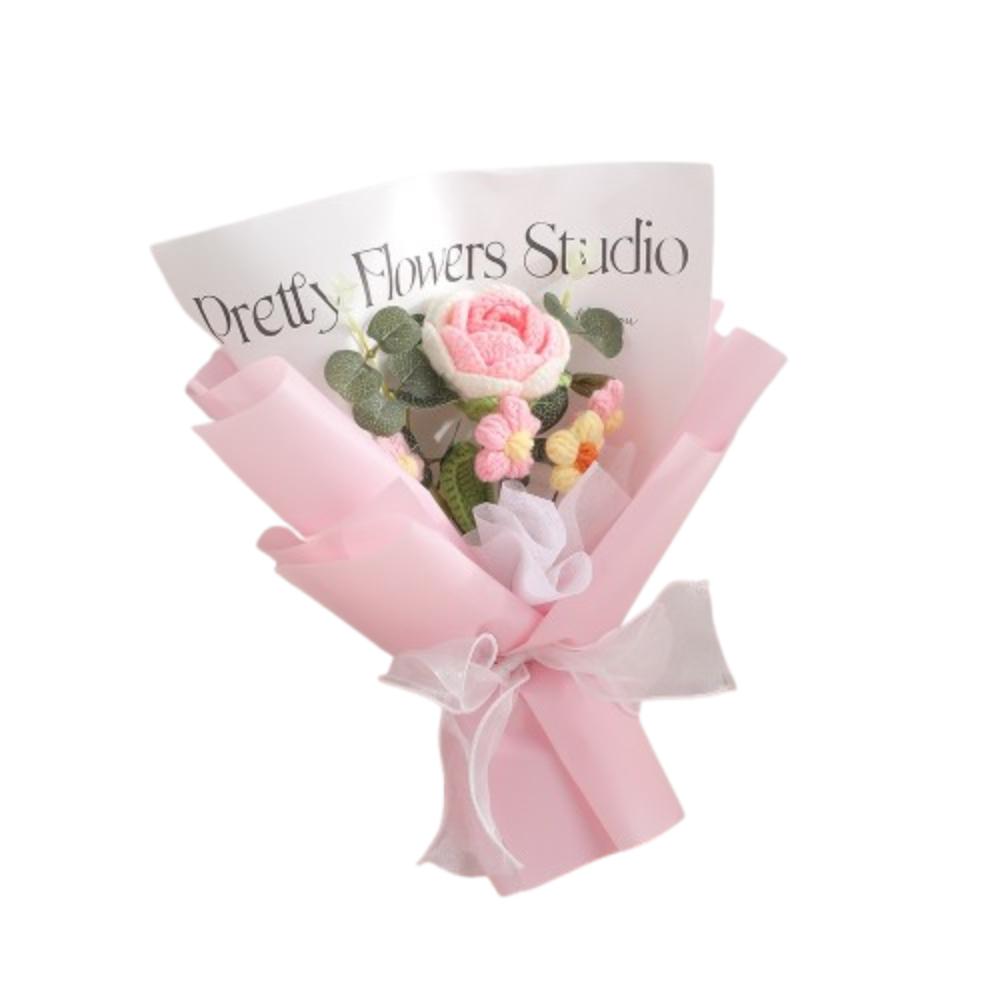 Soft Yarn Handwoven Rose Daisy Bouquet Korean Style Crochet Sunflower Flowers  Anniversary