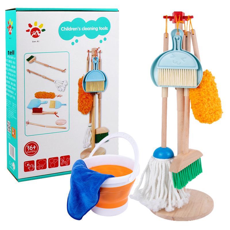 Kids' Wooden Cleaning Play Set: Broom, Mop & Tools for Early Learning
