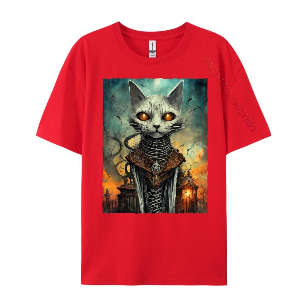 

Halloween Skeleton Cat Black T Shirt Streetwear Unisex Tshirts Clothing Female Tshirts Unisexs Clothing Casual S