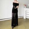 European and American Spring New Women's Clothing, Elegant Strapless Off-shoulder with Off-neck Pleated High-waisted Body-hugging Dress