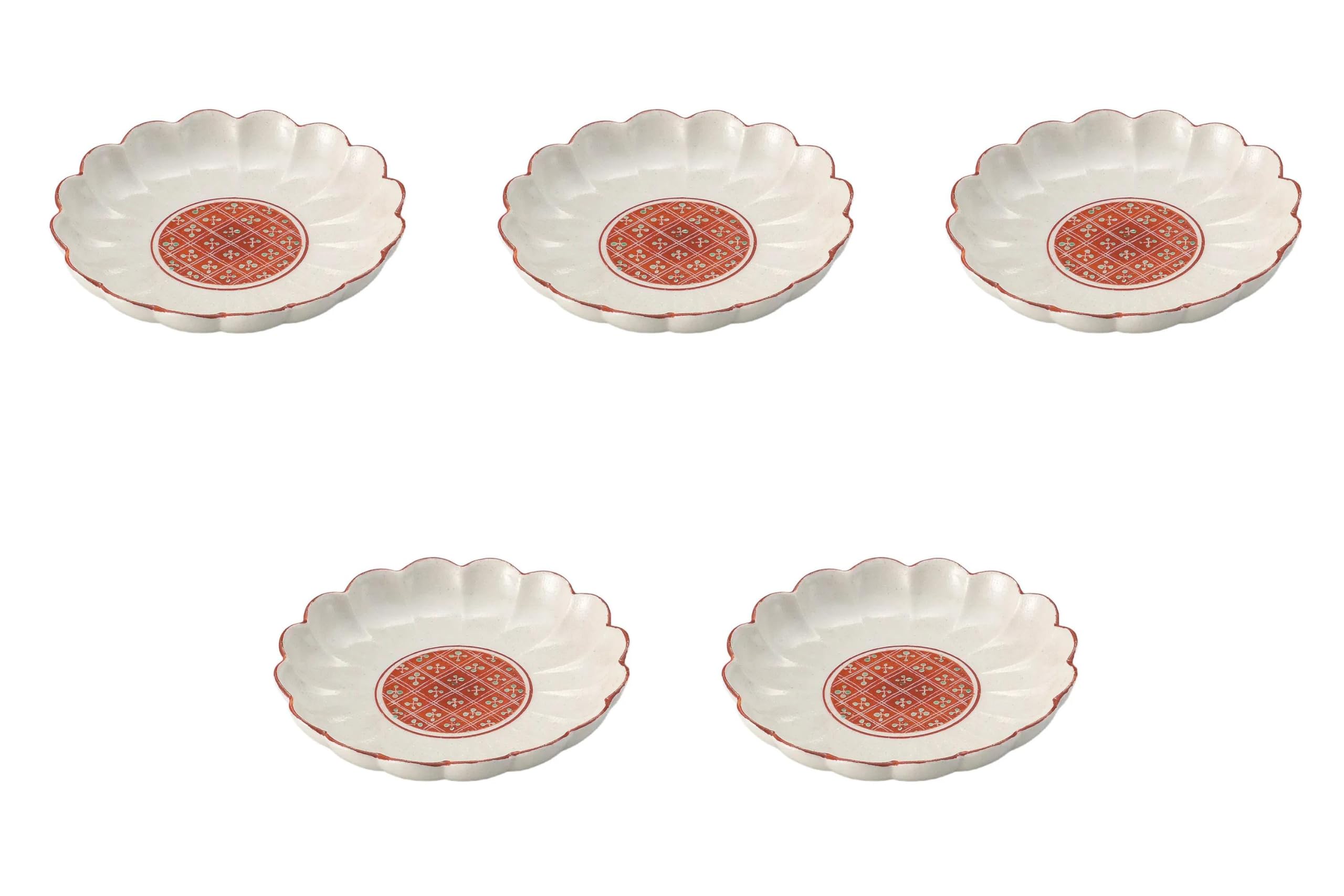 

Набор из 5 тарелок x Тарелки от Setomonohonpo Хризантемообразные, расписанные красным [15,5 2,7 см]