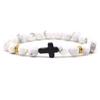 Braccialetto con ciondolo in pietra naturale con croce nera lava opaca perline bracciali fatti a mano uomo donna preghiera fitness catena coppia gioielli regalo