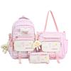 Schoolbag High Value Schoolbag Junior High School Girls High School Students Cute Small Fresh Plaid Backpack Large Capacity Three-piece Backpack
