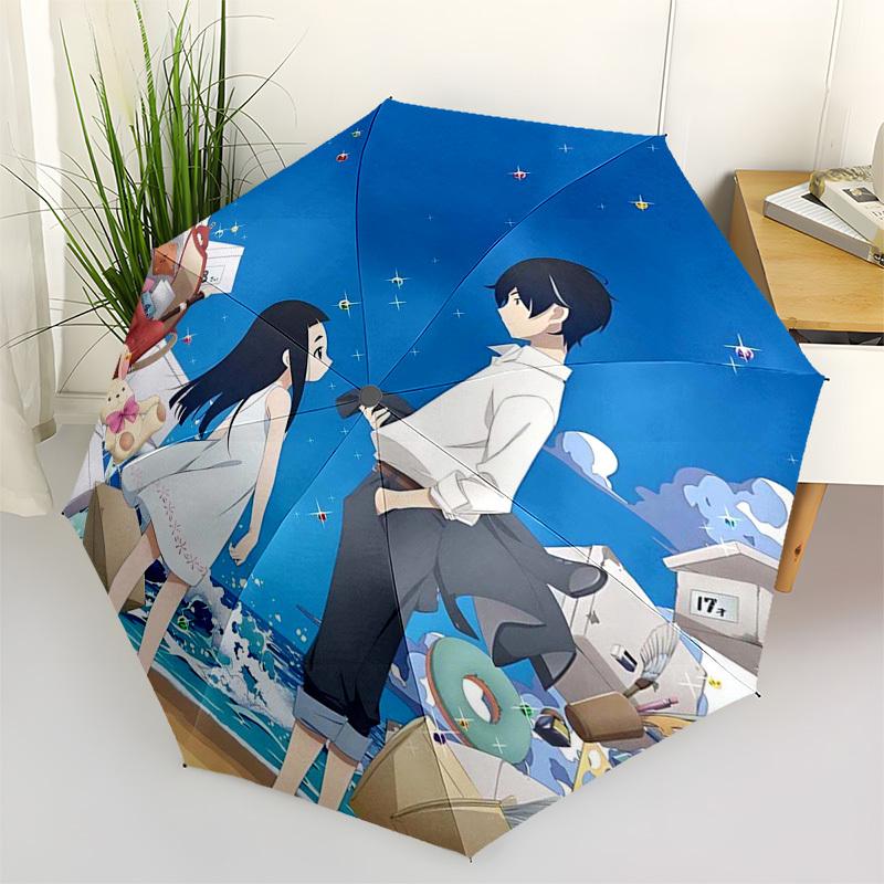 

1pc Tachibana No Miko & Mitsuha Miyamizu Outdoor Umbrella - Automatic Opening/Closing, Portable 3-Fold Design, 8-Rib Iron Frame, Perfect Gift for Fans