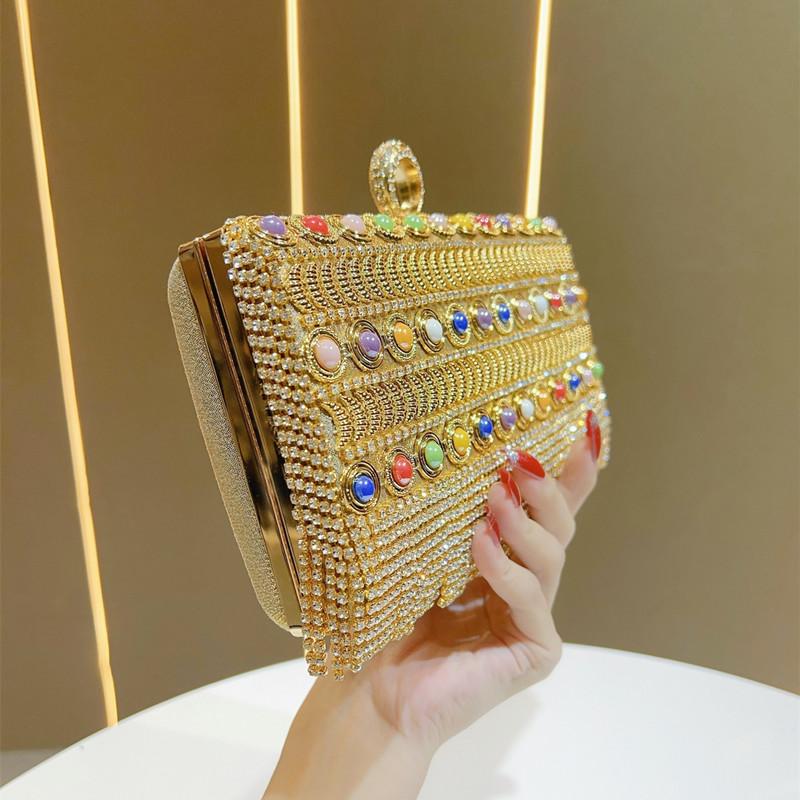 2025 Luxury Sequin Tassel Diamonds Colorful Bead Evening Clutch Bag Women Glitter Rhinestone Handbag High end Party Shoulder Bag
