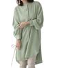 Green Pachira Tunic and Long Puff Shirt Round Green Women's Blouse/Shirt Dress, Spring, Summer, Fall, Blouse/Shirt, Sleeves, Dress, Layering,