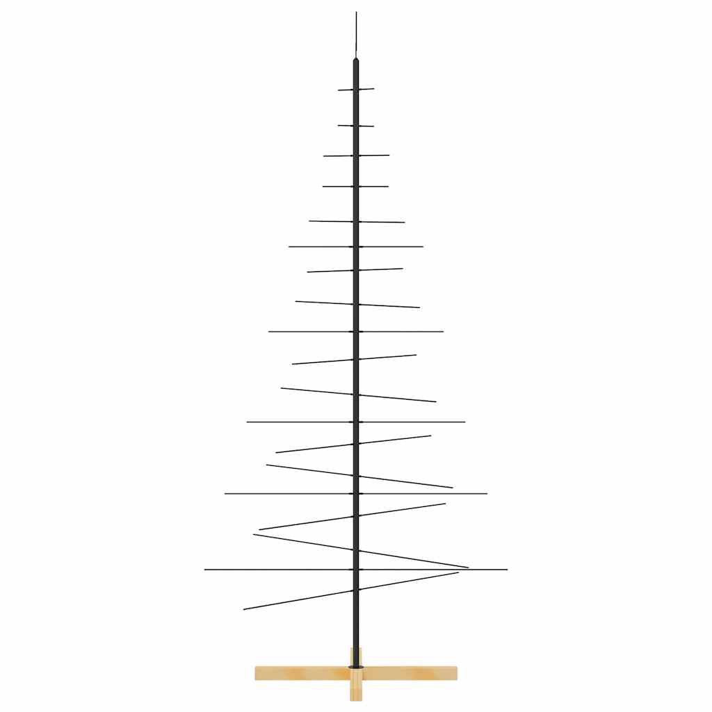 Metal Christmas Tree with Wooden Stand Black 180 cm