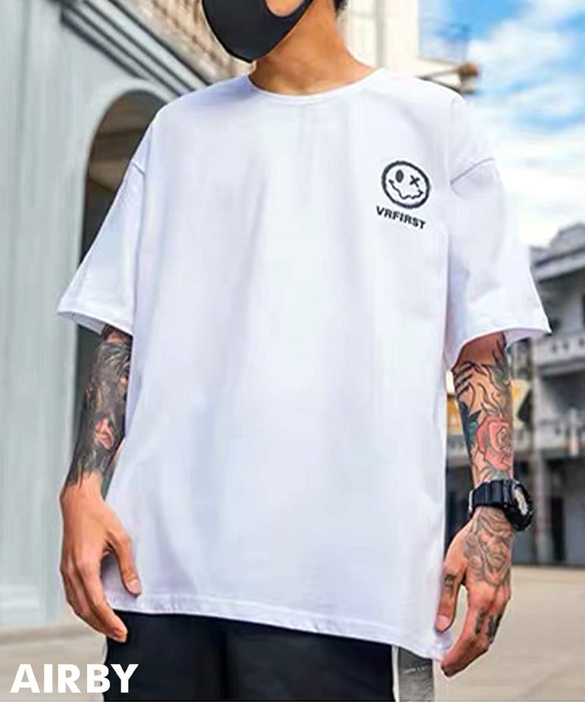 Airby Short Sleeve with Smile Back Perfect for and Casual Available In XXL and XXL Stylish and Perfect for Adults and Men's T-Shirt Print, Loungewear,