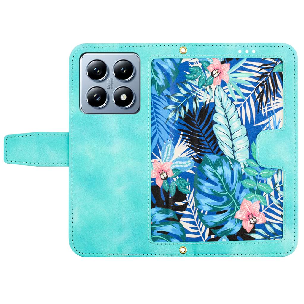 For Xiaomi 14T Pro Case PU Leather Floral Phone Cover with Card Slots