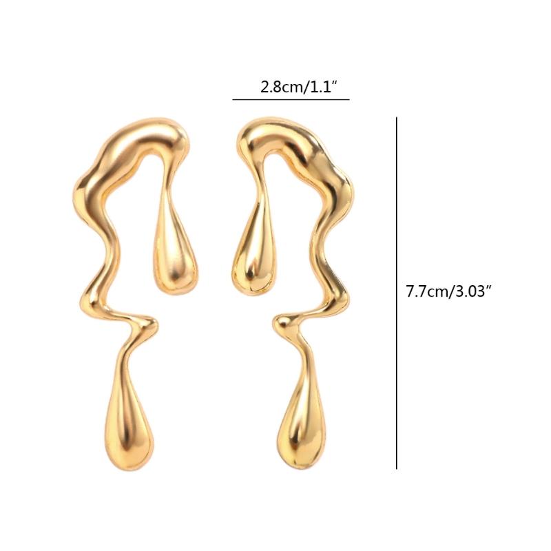 Irregular Water Drop Earrings Trendy Statement Ear Studs Party Jewelry Vintage Studs Fashionable Accessories for Women