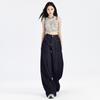 Women's High Waist Dark Blue Baggy Wide Leg Jeans Loose Denim Pants 3 Length Options For Ladies