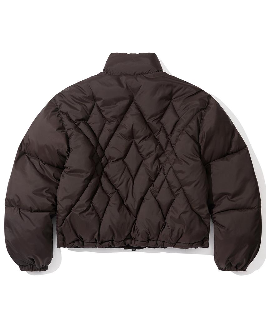 SECONDMONO W. Argyle Check Quilted Crop Padded Jumper [Brown]_Sewjp001Brown