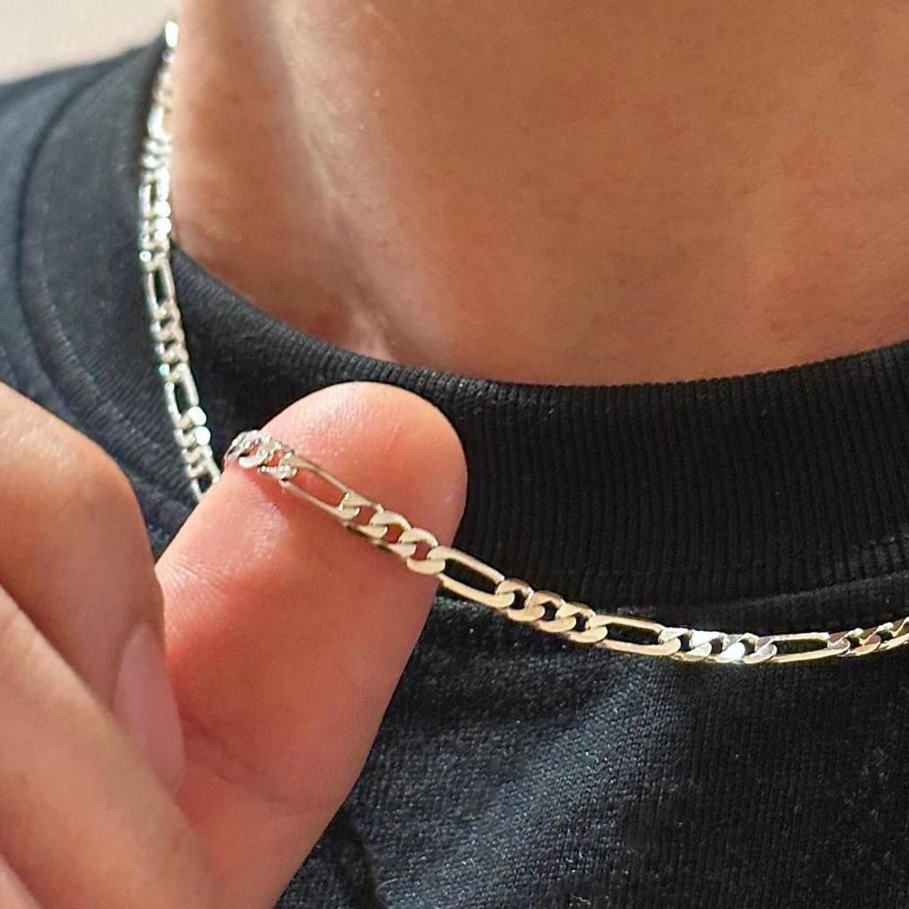 Men's Stainless Steel Cuban Chain Necklace - Titanium Trend, Versatile 3-in-1 Figaro Chain