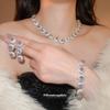 Court Style Purple Zircon Square Necklace Bracelet Earrings Elegant Fashion Jewelry Set Light Luxury Temperament Jewelry Women