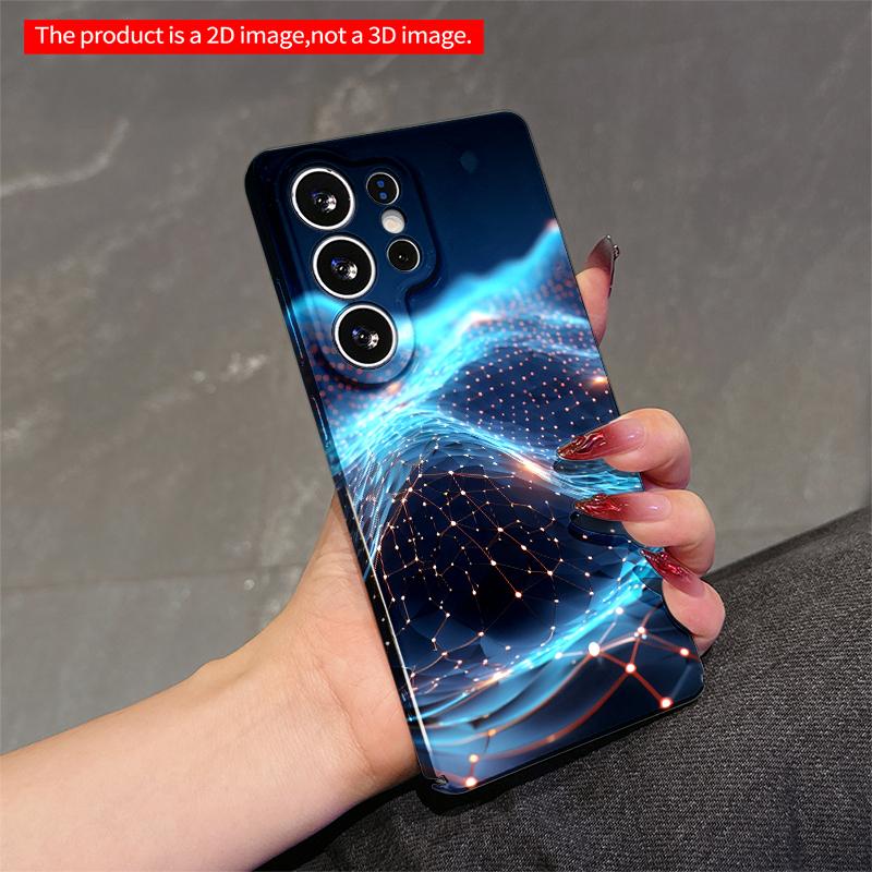 2DFlat Samsung Phone Case Blue Wave Network Glow Applicable To Galaxy S22 S23 S24 S25ULTRA S26 A12 A13 A14 A15 A16