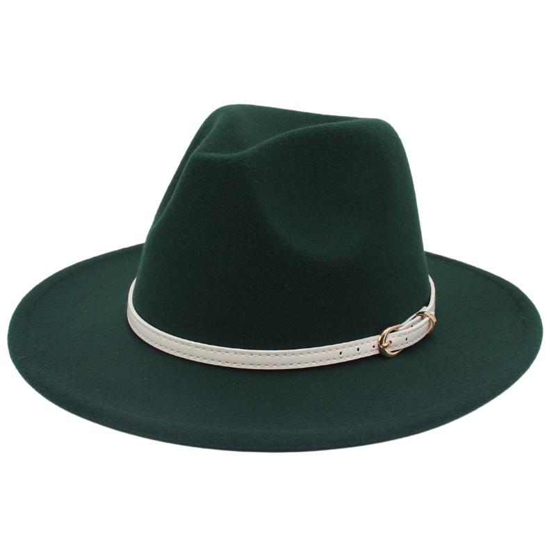 Big Brim Top Hat Women'S Coat With Hat Felt Hat Solid Color Cashmere Jazz Hat