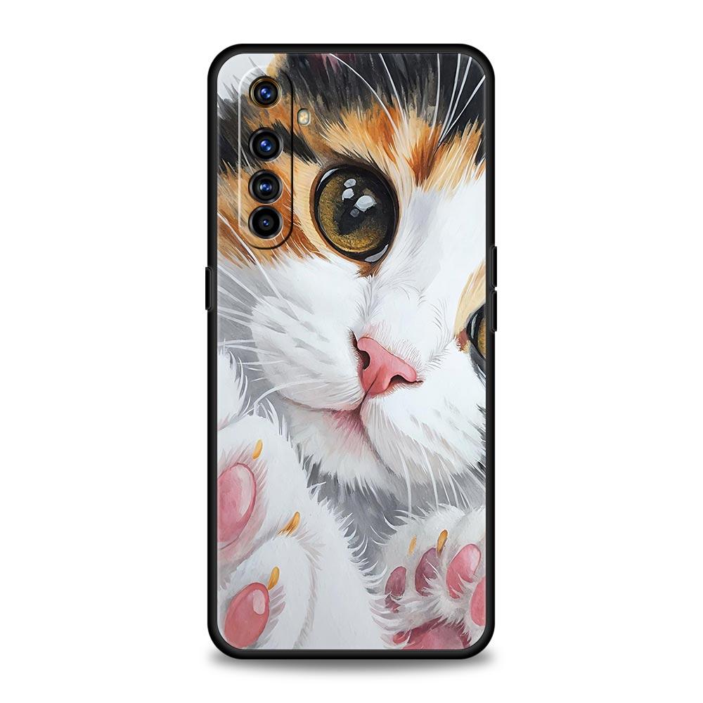Cute Cat Case For Realme C67 C63 C55 C53 C35 C25 C21 GT 2 3 5 6 10 11 12 13 Pro Plus 5G Soft TPU Phone Cover Fundas Capas Bags
