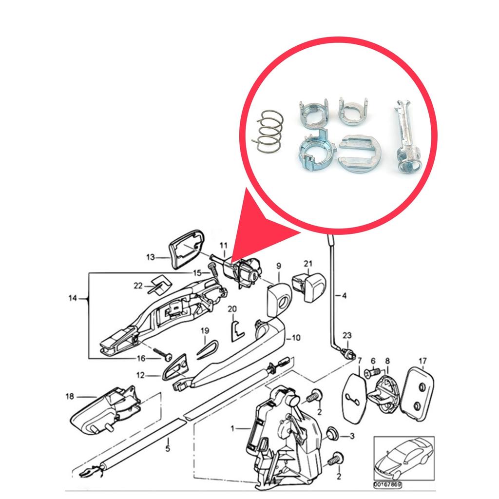 EDP14 Door Lock Cylinder Barrel Repair Kit for BMW 3 Series E46 323i 325i 328i 330i M3 1998-2007 51218244050