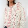 Autumn and Winter Women's Personalised Design Sense Round Neck Ribbon Temperament Sweet and Versatile Sweater