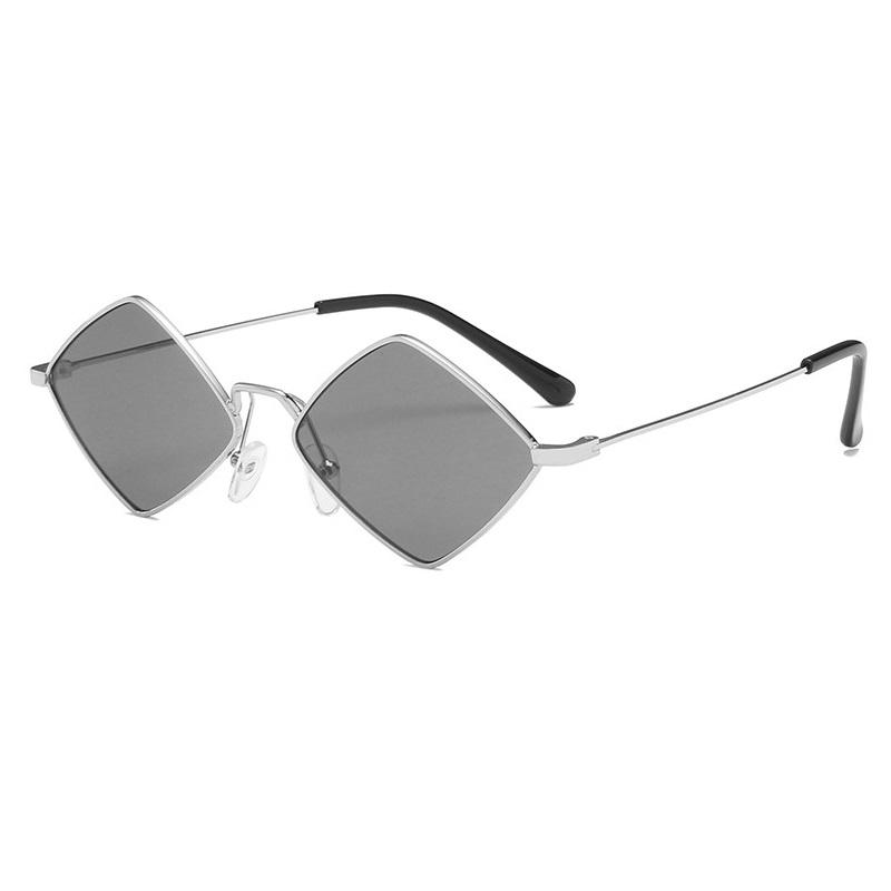 

Trend Polygon Sunglasses Women Irregular Rhombus Vintage Alloy Small Frame Sun Glasses Men Shades Retro Sunglass Ladies Eyewear as shown серебряный серый