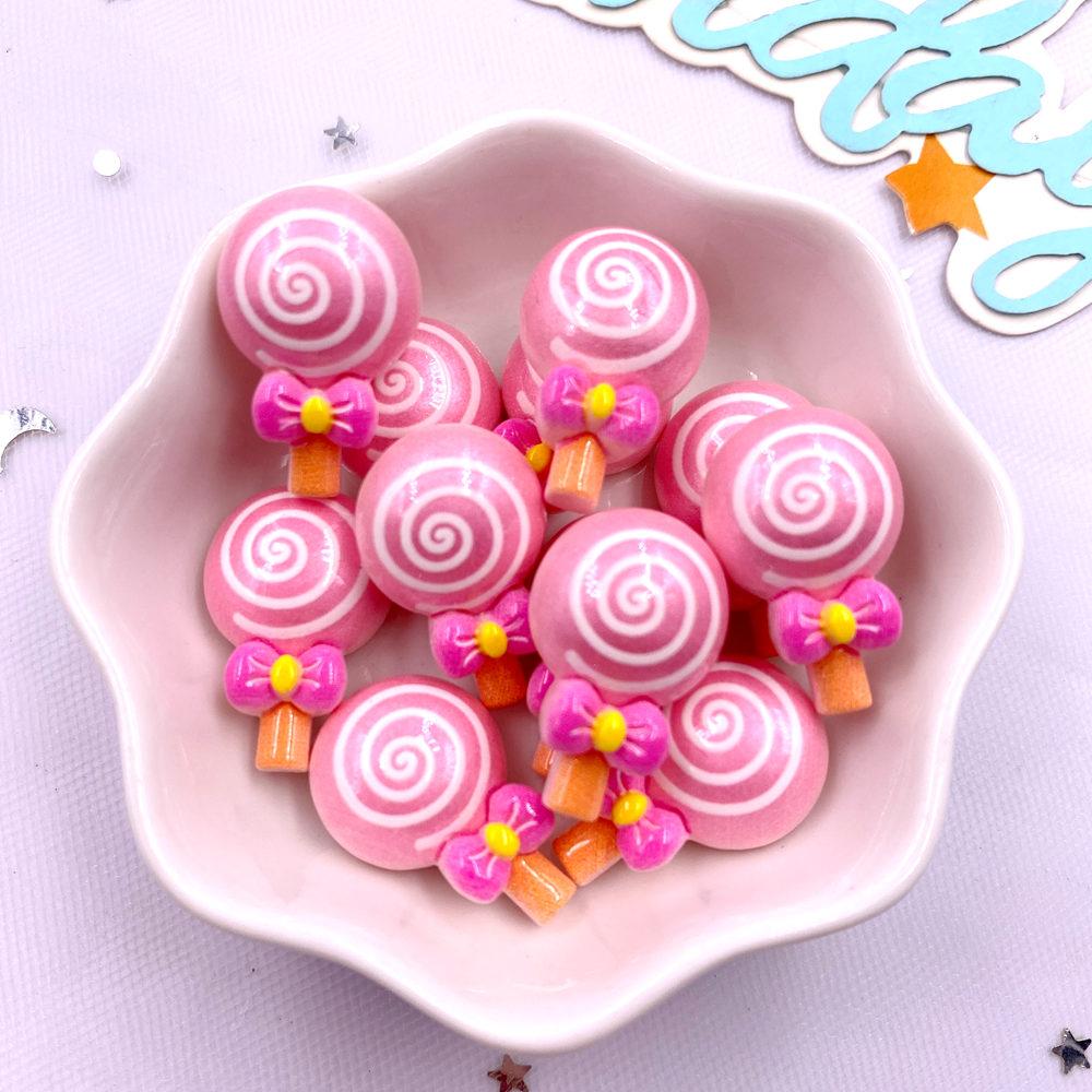 10pcs Colorful Resin Rainbow Love Lollipop Flower Fruit Vegetable Fruit Figurines Flat back Scrapbook DIY Jewellery Decor Crafts