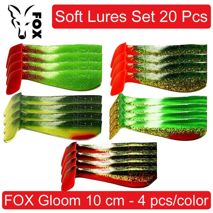 

Soft Lures Set FOX GLOOM #4, 100 мм. Набір силіконових приманок для риболовлі, віброхвости - 20 шт. 20 pcs