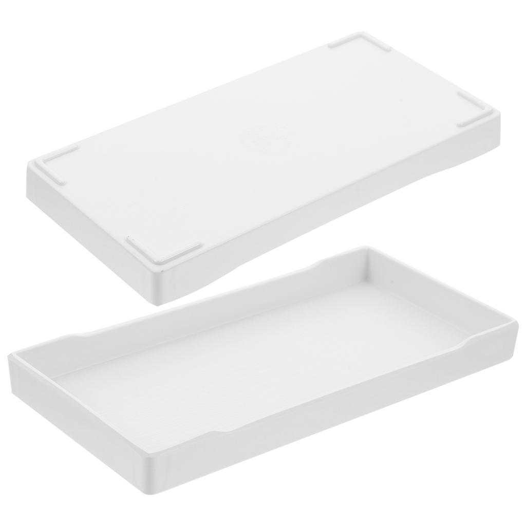 2pcs Melamine Tray White Rectangle Food Serving Plate Reusable Snack Fruit Home Party Kitchen Gadget Dessert Plates Long