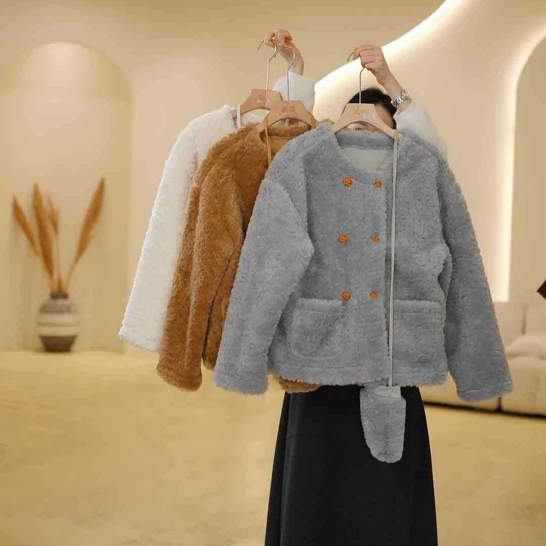 

Korean Style Fur Jacket with Crossbody Bag K1231-88 One Size коричневый