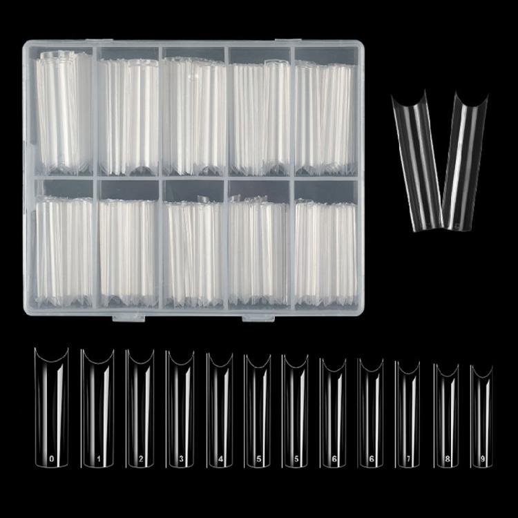 Extras Long C Curves False Nail Tips,Acrylic Fake Nail Tips French Nail Tip Half Cover Square/Full Cover Almond Nail Tip