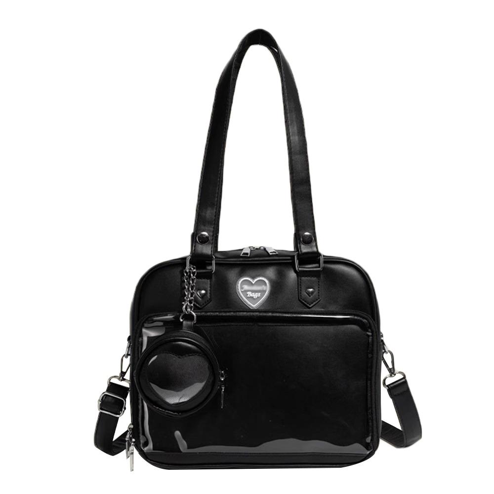Creative Large Capacity Ita Bags Harajuku PU Tote Bag JK Sweet Messenger Bag Travel Lolita Shoulder Bag Transparent Handbag
