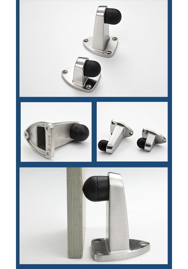 304 Stainless Steel Triangle Door Stopper with Anti-Collision Rubber for Bathroom and Room Doors