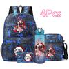 4 Pezzi/set Zaino Stampato Anime Demon Slayer Grande Capacità Borsa per Libri Borsa a Spalla Custodia per Borsa con Borraccia da 750ml Ragazzo Ragazza Zaino Impermeabile