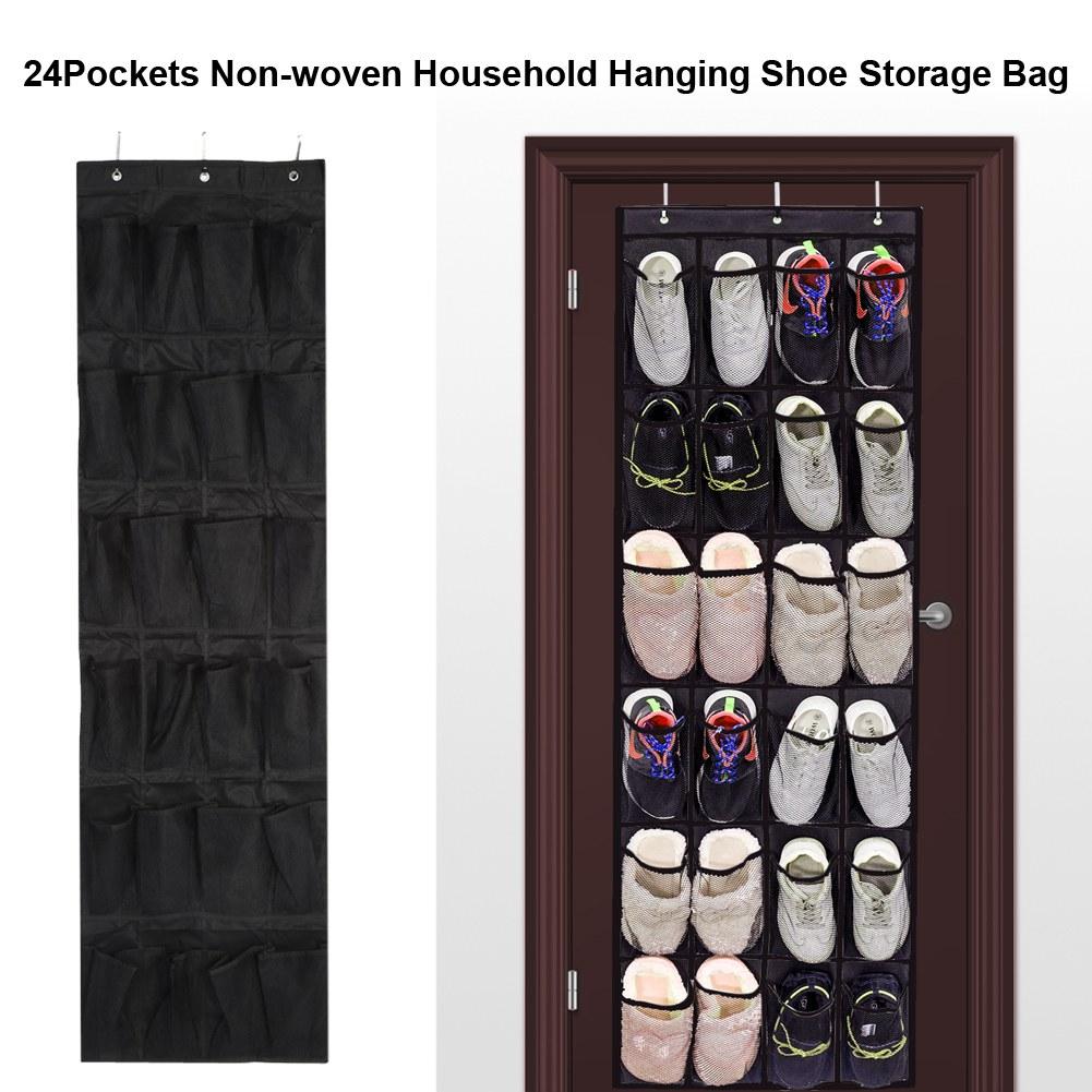24Pockets NOn woven Household Door Wall Hanging Shoe Storage Bag Organizer Space Saving Rack