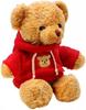 TROYSINC Teddybär Weiches Fell Teddybär mit Kapuze Tatzendruck Plüschtier Kuscheltier Stofftier Geschenk (Rot,30cm)