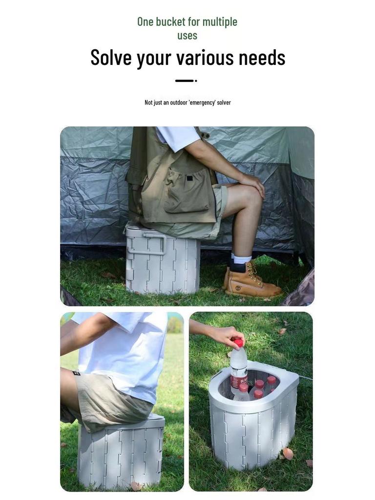 Sanitário Portátil Dobrável à Prova de Odor para Viagem para Adultos e Crianças