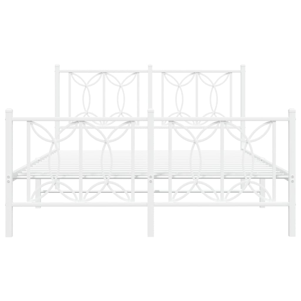 Metal Bed Frame with Headboard and Footboard White 140 x 200 cm