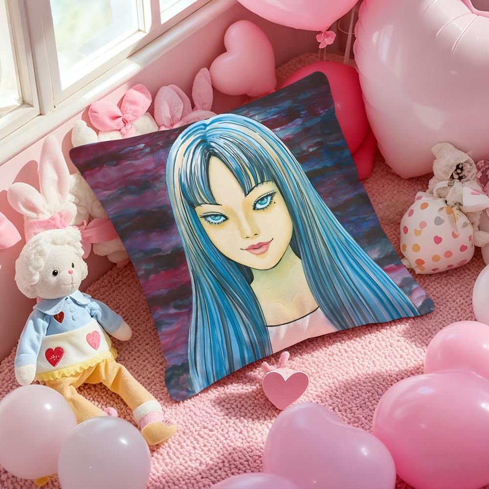 T-Tomie Anime Cushion Cover Pattern Printed Pillowcase for Living Room Sofa Cushion Cover & Bedroom Decor